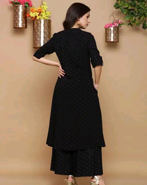 Rayon Printed A- Line Kurti Palazzo Set