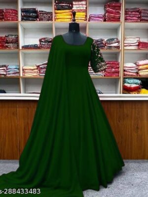 HEAVY FOX GEORGETTE GOWNS WITH EMBROIDERY ZARI WORK WITH DUPTTA